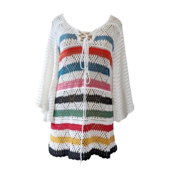 Muche et Muchette Striped Crochet Lace-up Dress